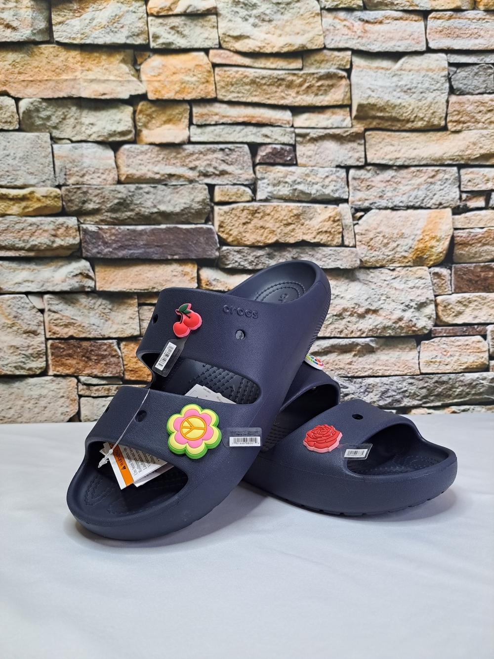 CROCS CLASSIC SLIDE SANDALS REMOVABLE JIBBITZ CHARMS UNISEX in BLEÙ MARINE NEW - Picture 3 of 16